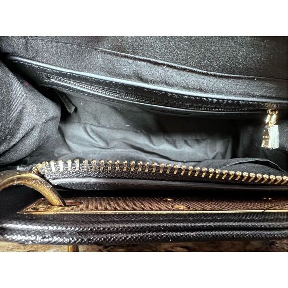 Bebe Purse Quilted Handbag Black Gold Satchel Accents Cocktail Mini Bag - Picture 14 of 15